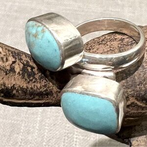 Beautiful Mexico Turquoise Set In Sterling Silver Stamped 925